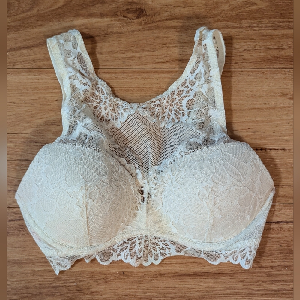 PINK Cream padded bralette top small